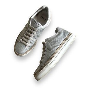 Voile Blanche Telly Silver Leather Platform Sneakers Espadrille Size 38